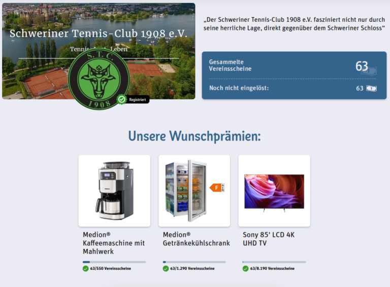 Rewe Sammelaktion Scheine F R Vereine Der Schweriner Tennis Club Ist