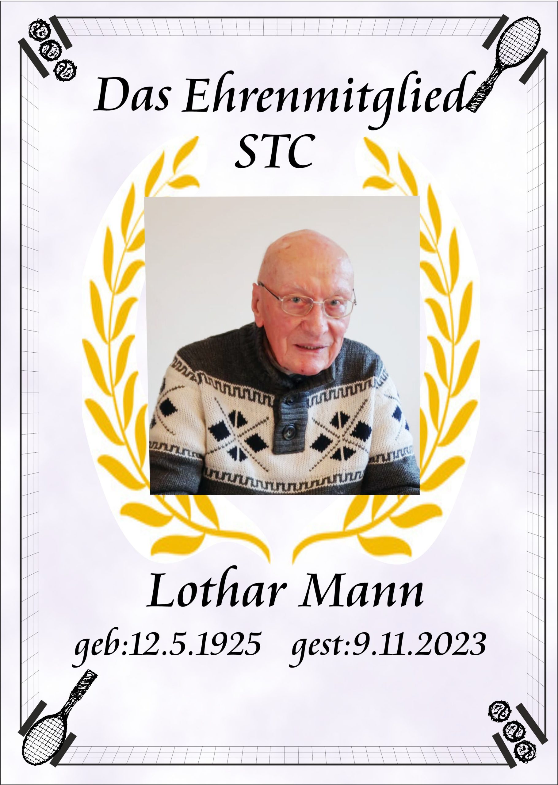 Ehrenmitgliedsurkunde Lothar Mann